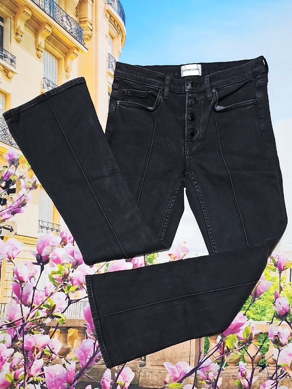 Cotton Citizen Black Pleated‎ Bootcut Jeans Size 25